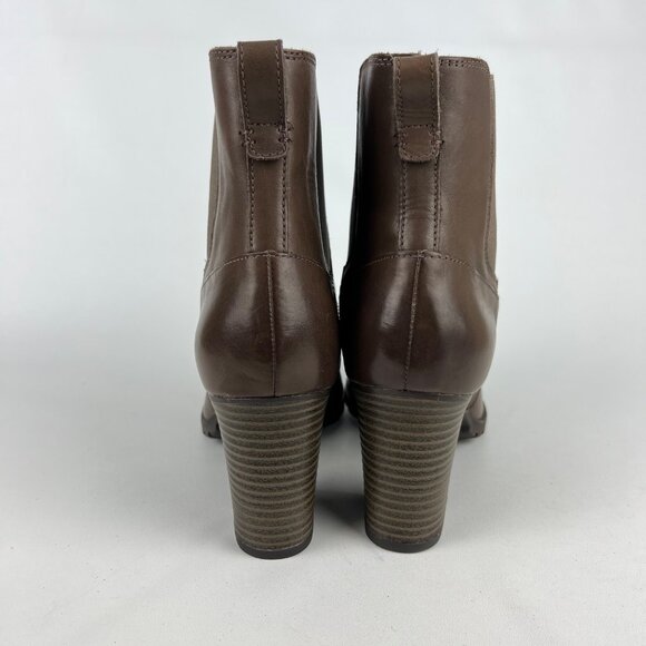 Clarks Womens Verona Ease Brown Leather Chelsea Ankle Boots Block Heel size 11M - Picture 4 of 16